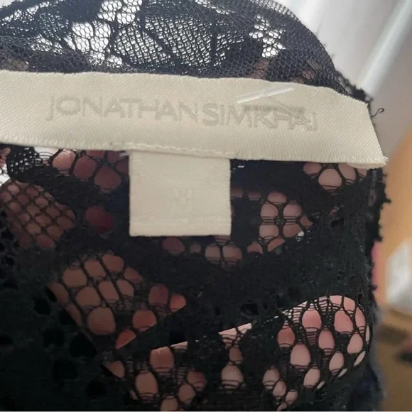 Jonathan Simkhai black lace long sleeve bodysuit button front size medium - Picture 7 of 8